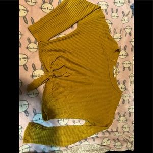Mustard front tie crop top
